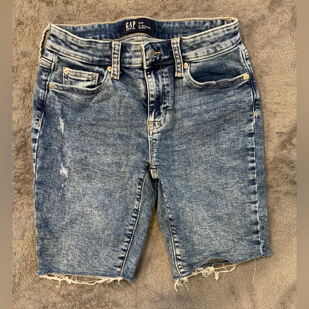 GAP Blue Distressed Denim Shorts